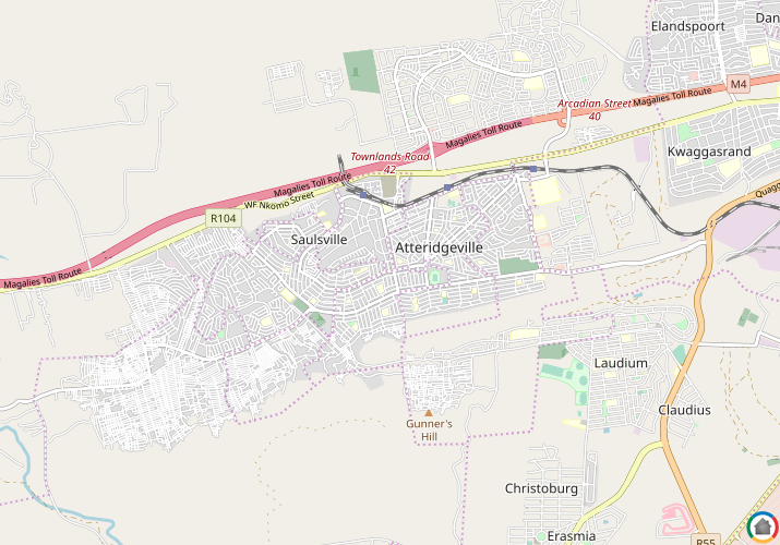 Map location of Atteridgeville